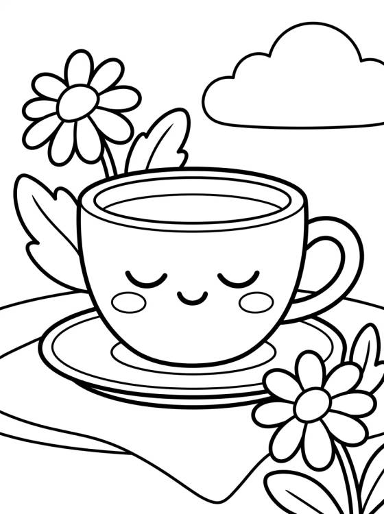 Desenho de Xícara de Chá de Camomila para colorir e imprimir grátis