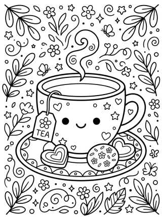 Desenho de Xícara de Chá Quentinho para colorir e imprimir grátis