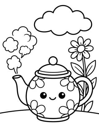 Desenho de Bule de Chá Adorável para colorir e imprimir grátis