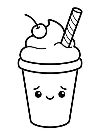 Desenho de Copo de Milkshake Kawaii para colorir e imprimir grátis