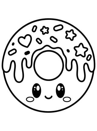 Desenho de Donut Fofinho com Cobertura para colorir e imprimir grátis