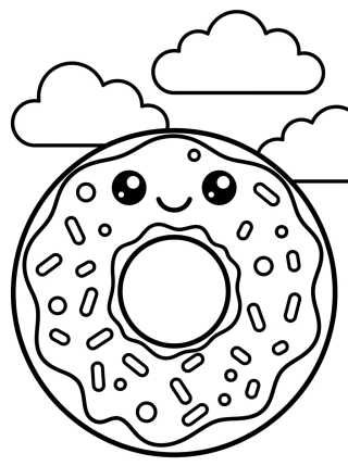 Desenho de Donut Sorridente com Cobertura para colorir e imprimir grátis