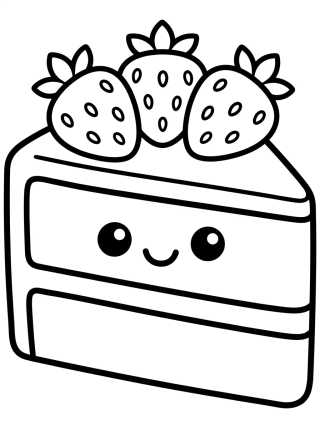 Desenho de Fatia de Bolo de Morango para colorir e imprimir grátis