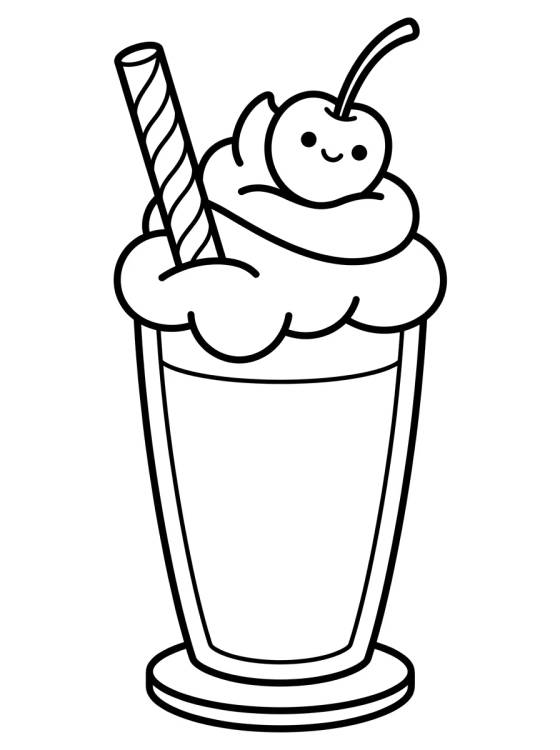 Desenho de Milk-shake de Baunilha e Cereja para colorir e imprimir grátis