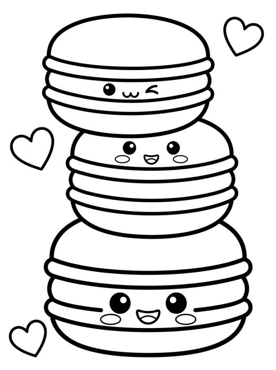 Desenho de Torre de Macarons Fofos para colorir e imprimir grátis