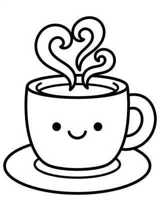 Desenho de Xícara de Café Kawaii para colorir e imprimir grátis