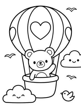 Ursinho Viajante de Balão para colorir Desenho de Ursinho Viajante de Balão para colorir e imprimir grátis