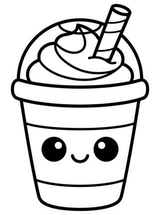 Desenho de Copo de Café com Chantilly Fofo para colorir e imprimir grátis