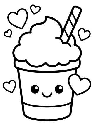 Copo de Café com Chantilly Kawaii para colorir Desenho de Copo de Café com Chantilly Kawaii para colorir e imprimir grátis