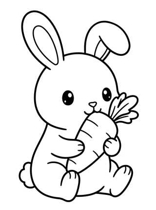 Coelhinho Comendo Cenoura para colorir Desenho de Coelhinho Comendo Cenoura para colorir e imprimir grátis