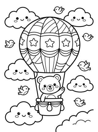 Desenho de Ursinho Navegador no Balão para colorir e imprimir grátis