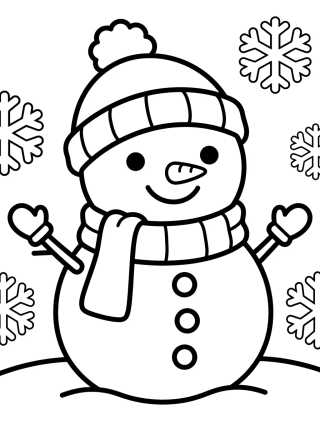 Desenho de Boneco de Neve Kawaii com Cachecol para colorir e imprimir grátis