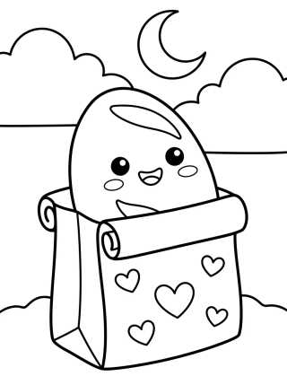 Desenho de Pão Francês Kawaii para colorir e imprimir grátis