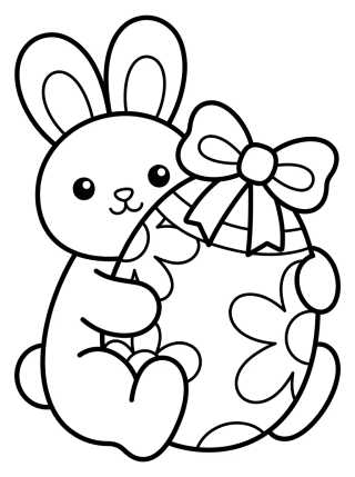 Desenho de Coelhinho da Páscoa com Ovo Decorado para colorir e imprimir grátis