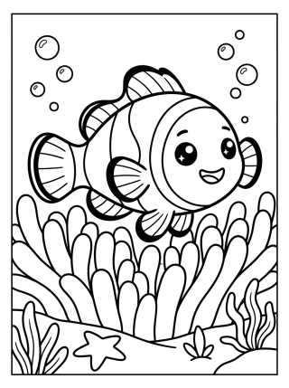 Desenho de Peixe-Palhaço Fofo para colorir e imprimir grátis