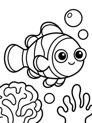 Desenho de Peixe-Palhaço Kawaii para colorir e imprimir grátis