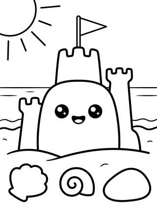 Desenho de Castelo de Areia Fofinho para colorir e imprimir grátis