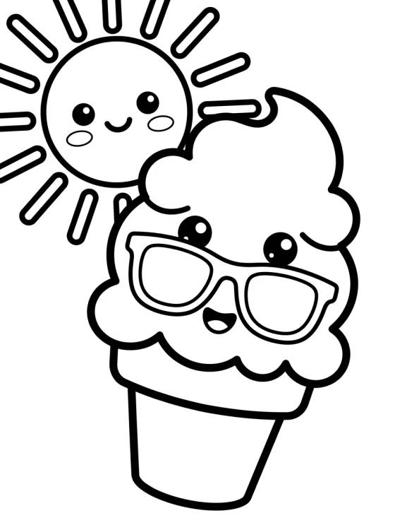 Desenho de Sorvete Fofo de Verão para colorir e imprimir grátis