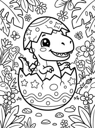 Baby T-Rex Fofo Saindo do Ovo para colorir Desenho de Baby T-Rex Fofo Saindo do Ovo para colorir e imprimir grátis