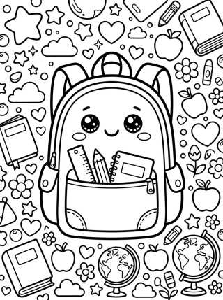 Mochila Escolar Sorridente para colorir Desenho de Mochila Escolar Sorridente para colorir e imprimir grátis