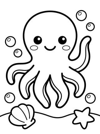 Polvo Fofo Sorridente para colorir Desenho de Polvo Fofo Sorridente para colorir e imprimir grátis