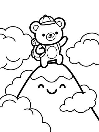 Ursinho Alpinista na Montanha para colorir Desenho de Ursinho Alpinista na Montanha para colorir e imprimir grátis