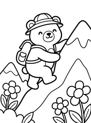 Ursinho Alpinista na Montanha para colorir Desenho de Ursinho Alpinista na Montanha para colorir e imprimir grátis