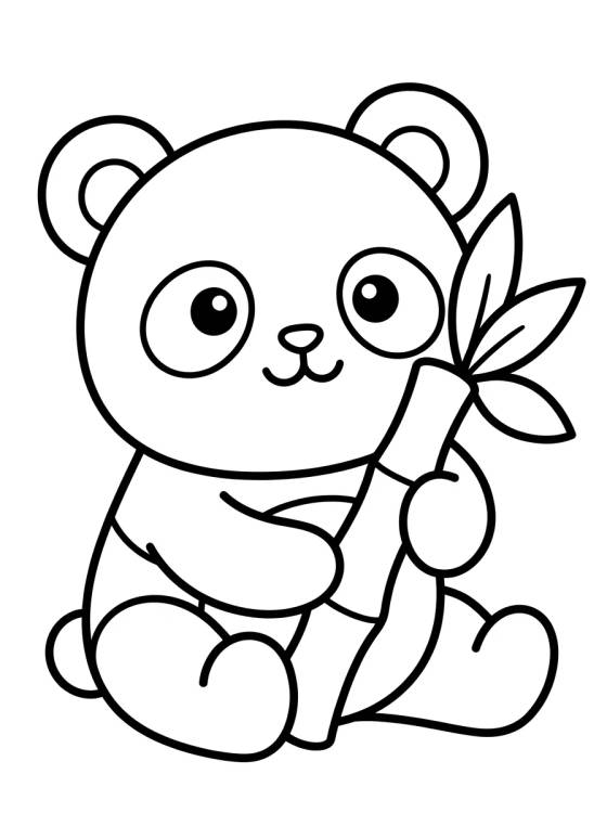 Panda Comendo Bambu Kawaii para colorir Desenho de Panda Comendo Bambu Kawaii para colorir e imprimir grátis