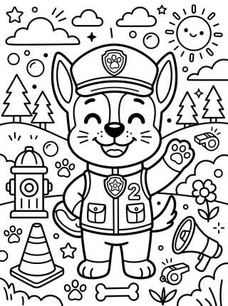 Desenho de Chase da Patrulha Canina para colorir e imprimir grátis