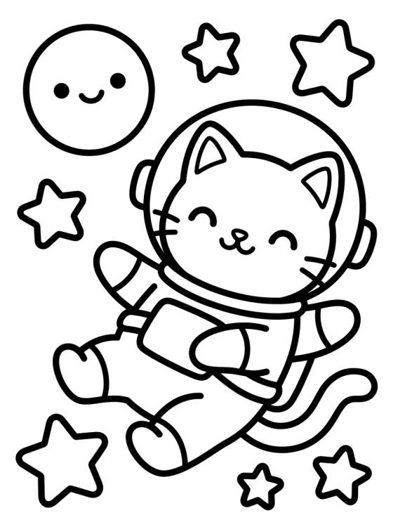 Gatinho Astronauta Fofo para colorir Desenho de Gatinho Astronauta Fofo para colorir e imprimir grátis