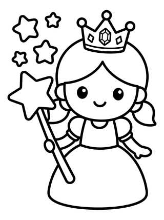 Princesa Fofa com Varinha Mágica para colorir Desenho de Princesa Fofa com Varinha Mágica para colorir e imprimir grátis