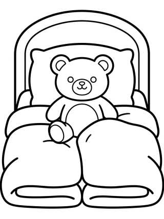 Cama Fofinha com Ursinho para colorir Desenho de Cama Fofinha com Ursinho para colorir e imprimir grátis