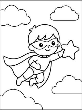 Menino Super-Herói Voador para colorir Desenho de Menino Super-Herói Voador para colorir e imprimir grátis