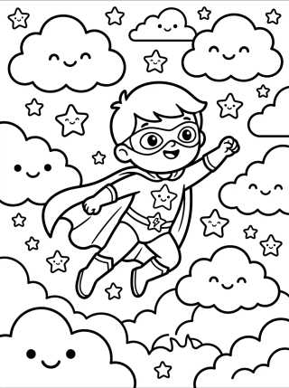 Menino Super-Herói Voando para colorir Desenho de Menino Super-Herói Voando para colorir e imprimir grátis