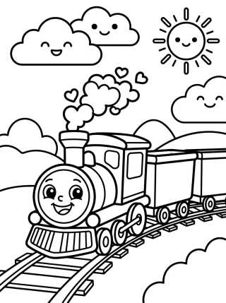 Desenho de Trem Maria-Fumaça Feliz para colorir e imprimir grátis