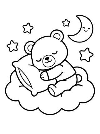 Ursinho Bobbie Dormindo na Nuvem Fofinha para colorir Desenho de Ursinho Bobbie Dormindo na Nuvem Fofinha para colorir e imprimir grátis