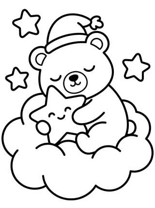Ursinho Bobbie Dormindo na Nuvem para colorir Desenho de Ursinho Bobbie Dormindo na Nuvem para colorir e imprimir grátis