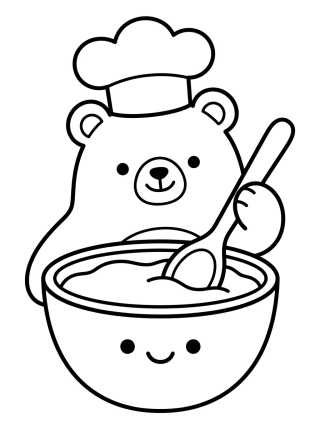 Desenho de Bobbie Confeiteiro Fazendo Bolo para colorir e imprimir grátis