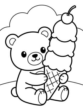 Ursinho Bobbie com Sorvete para colorir Desenho de Ursinho Bobbie com Sorvete para colorir e imprimir grátis