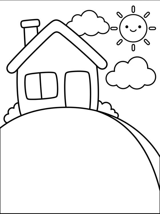 Desenho de Casa da Peppa Pig na Colina para colorir e imprimir grátis