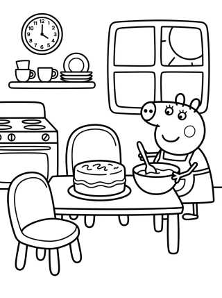 Cozinha da Casa da Peppa Pig para colorir Desenho de Cozinha da Casa da Peppa Pig para colorir e imprimir grátis