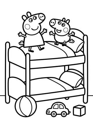 Desenho de Quarto da Peppa e do George para colorir e imprimir grátis