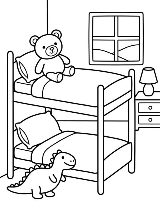 Quarto da Peppa e do George para colorir Desenho de Quarto da Peppa e do George para colorir e imprimir grátis