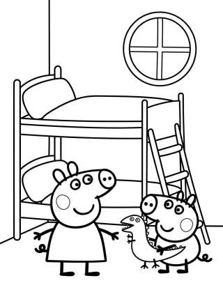 Quarto da Peppa e do George para colorir Desenho de Quarto da Peppa e do George para colorir e imprimir grátis
