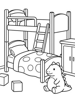 Desenho de Quarto da Peppa e do George para colorir e imprimir grátis