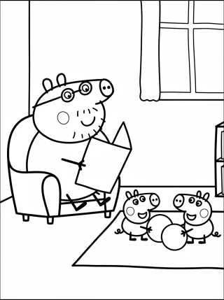 Sala de Estar da Casa da Peppa para colorir Desenho de Sala de Estar da Casa da Peppa para colorir e imprimir grátis