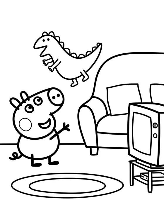 Sala de Estar da Casa da Peppa para colorir Desenho de Sala de Estar da Casa da Peppa para colorir e imprimir grátis