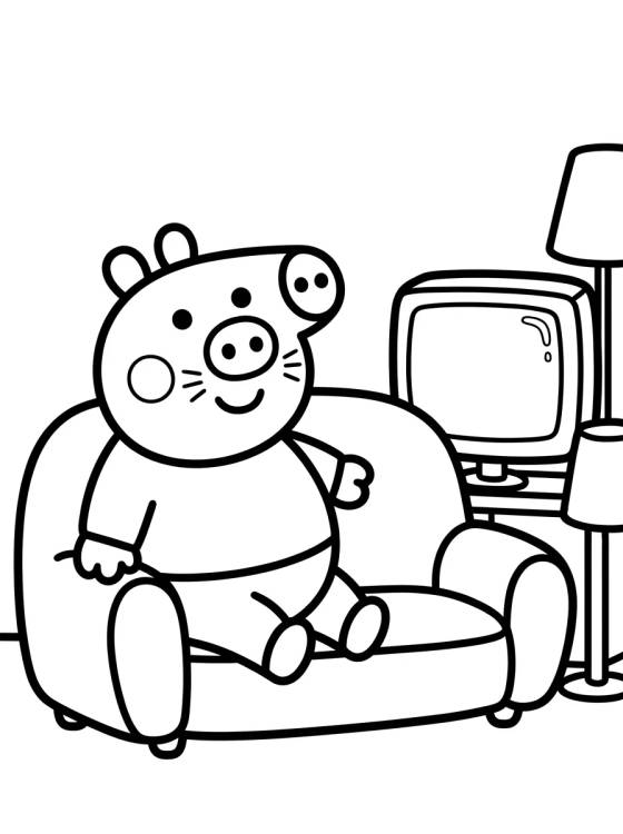 Desenho de Sala de Estar da Casa da Peppa para colorir e imprimir grátis