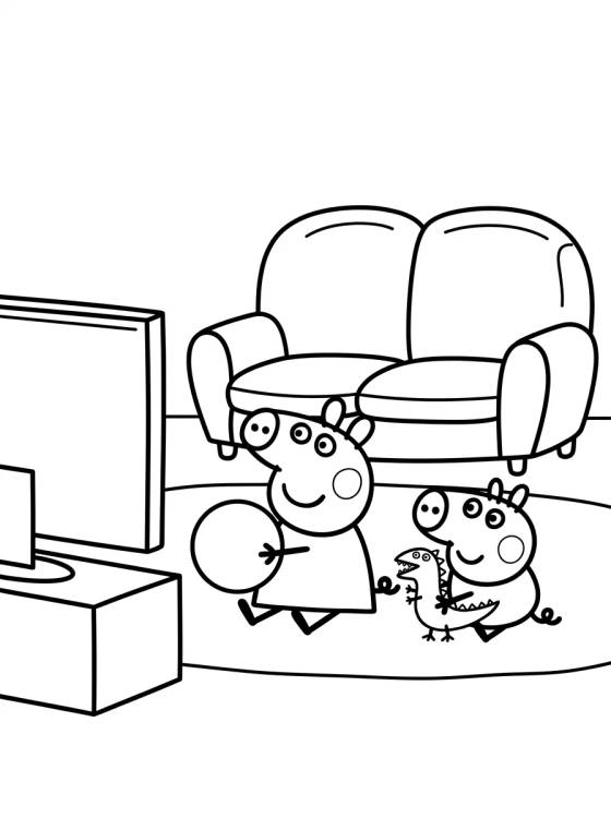 Desenho de Sala de Estar da Casa da Peppa para colorir e imprimir grátis