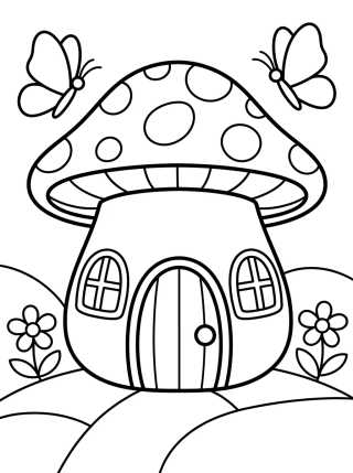 Desenho de Casinha de Campo Cogumelo Encantada para colorir e imprimir grátis